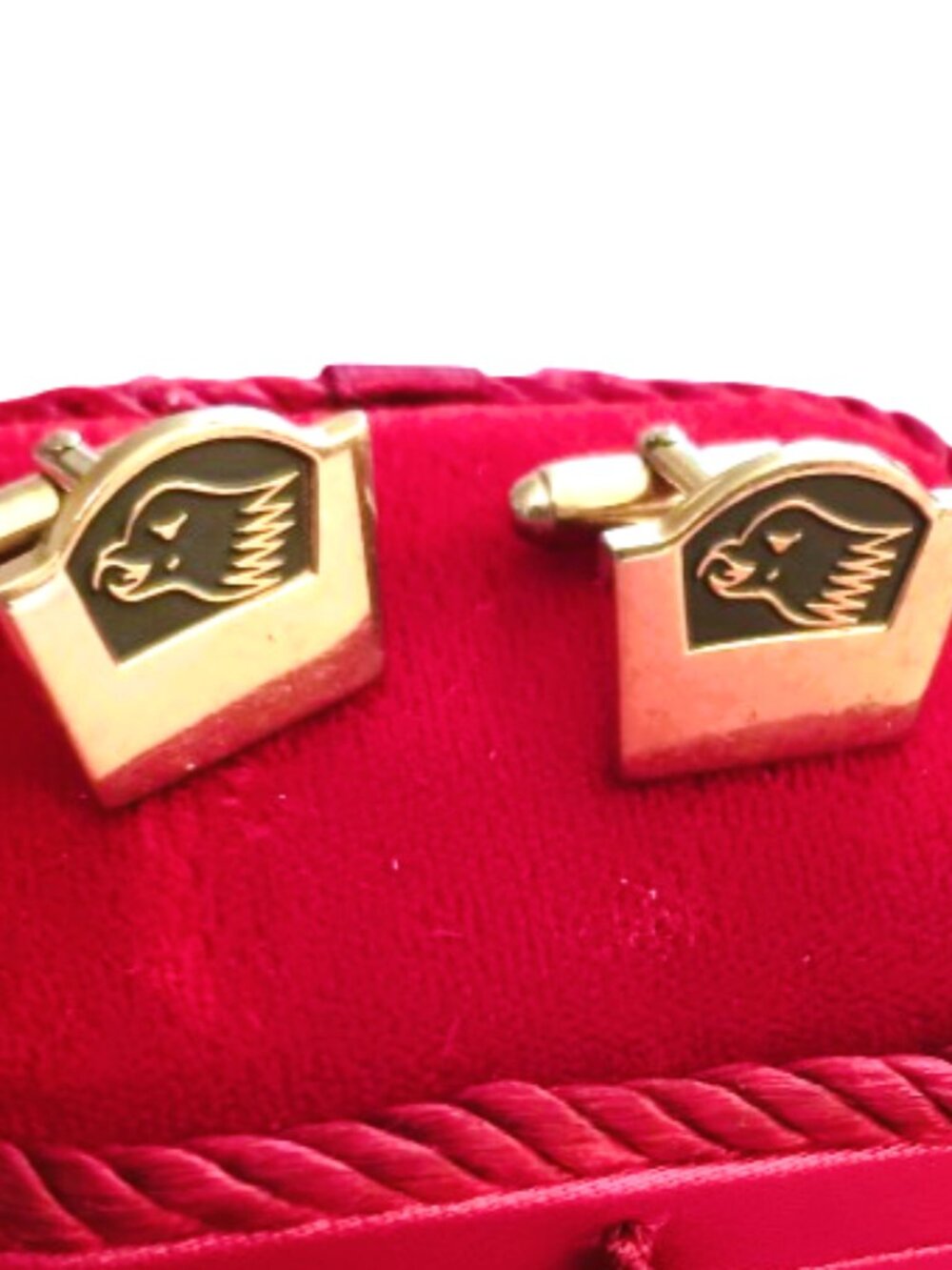 Anson Falcon Bird Head Cufflinks Vintage Gold Tone Black Enamel